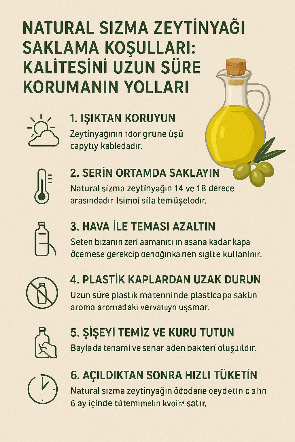 Natural Sızma Zeytinyağı Saklama Koşulları: Kalitesini Uzun Süre Korumanın Yolları