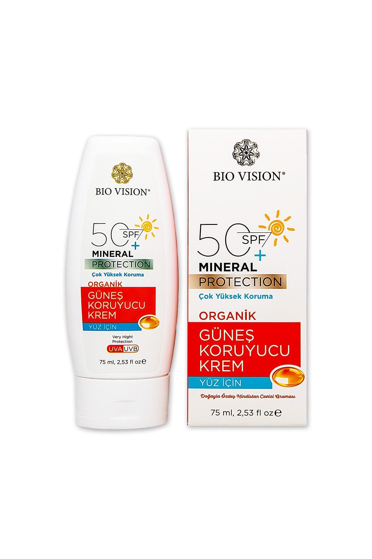 Organik Yüz için Güneş Koruyucu Kremi 75 ml SPF 50+