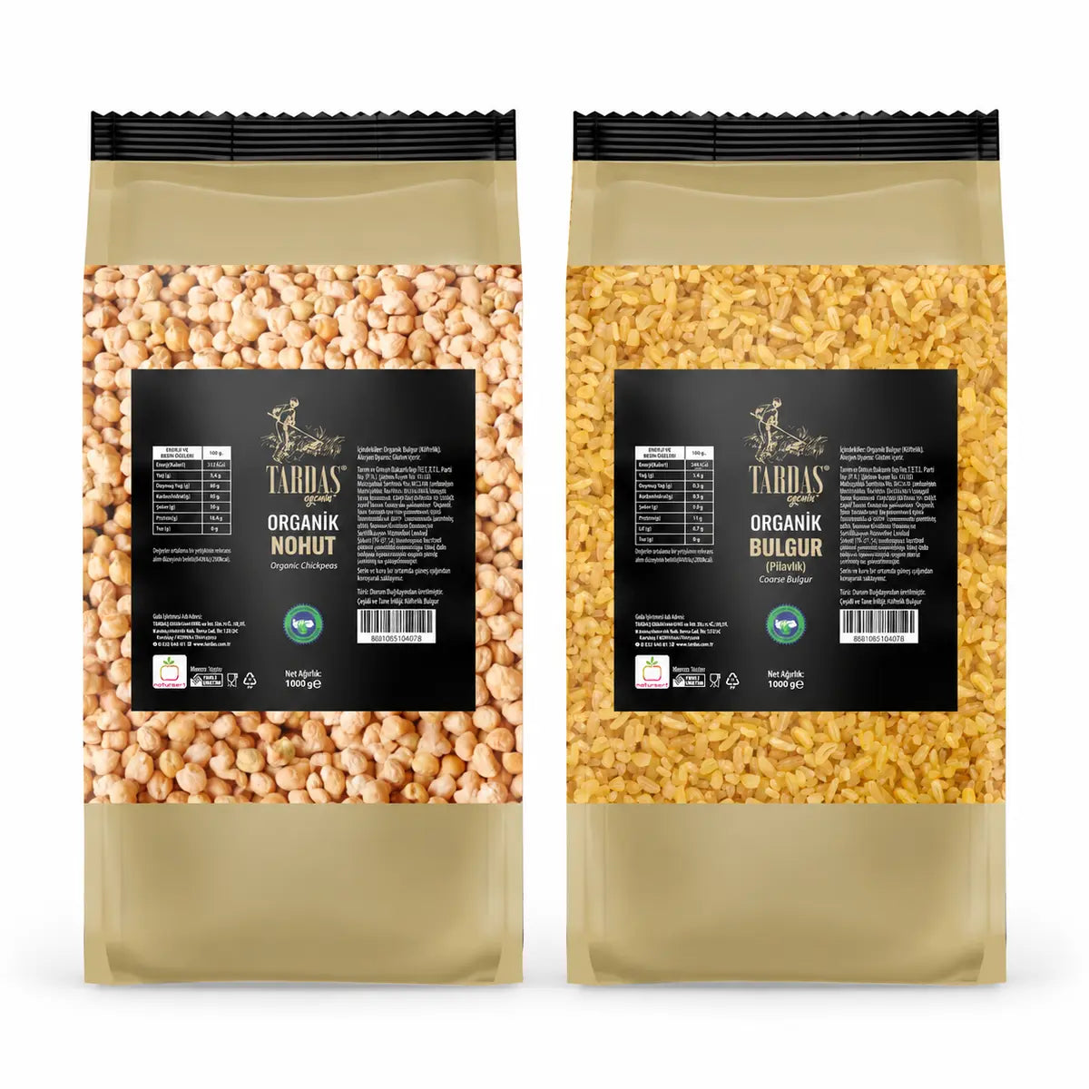 Tardaş Organik Nohut ve Pilavlık Bulgur Seti 2 kg – set içeriği