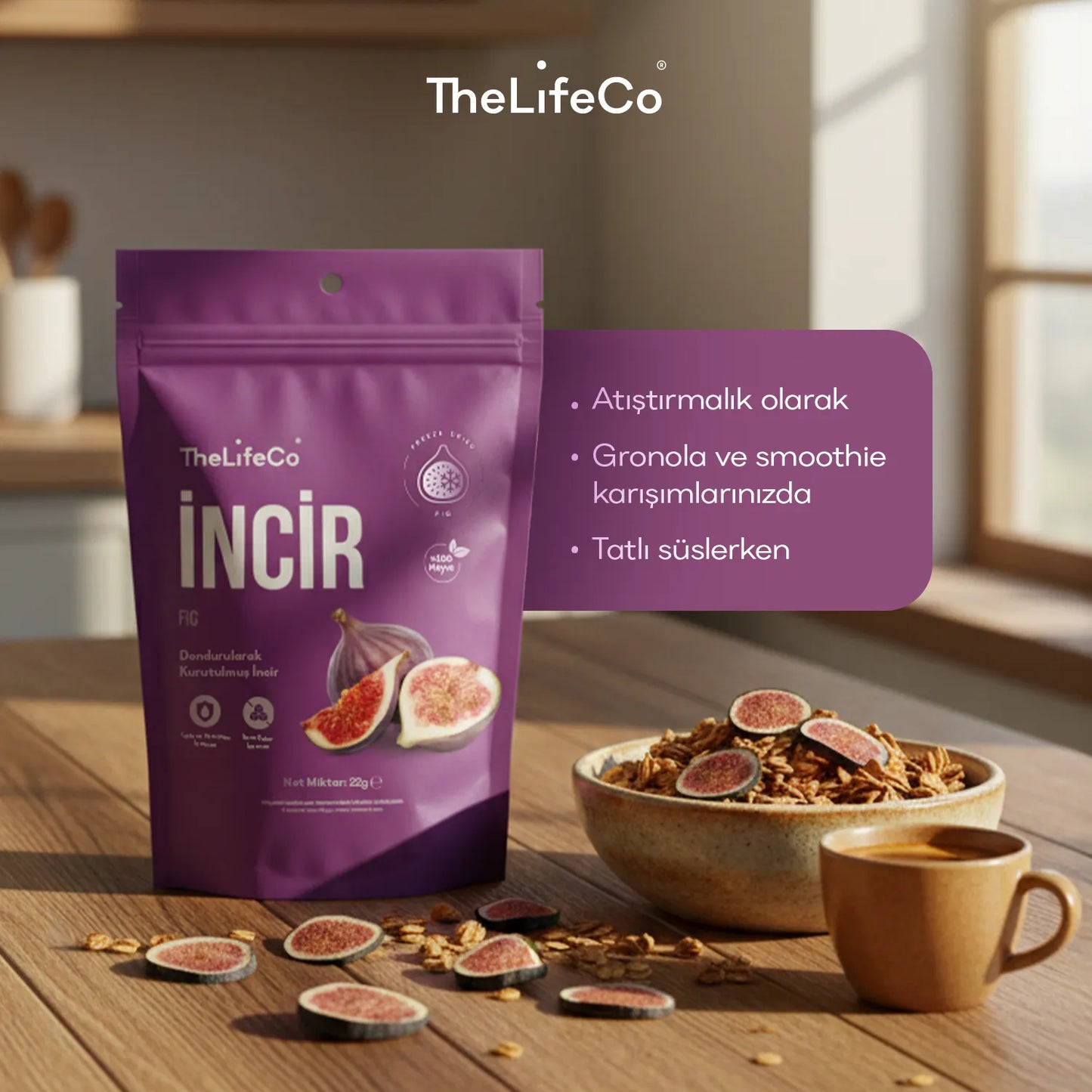 TheLifeCo Freeze Dried – Dondurularak Kurutulmuş İncir 22 g
